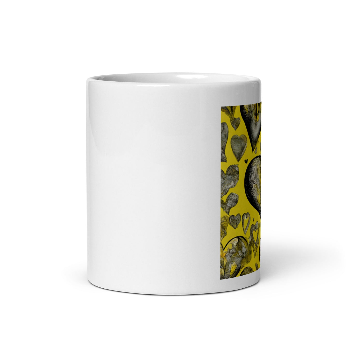 Multi Yellow Heart-White glossy mug