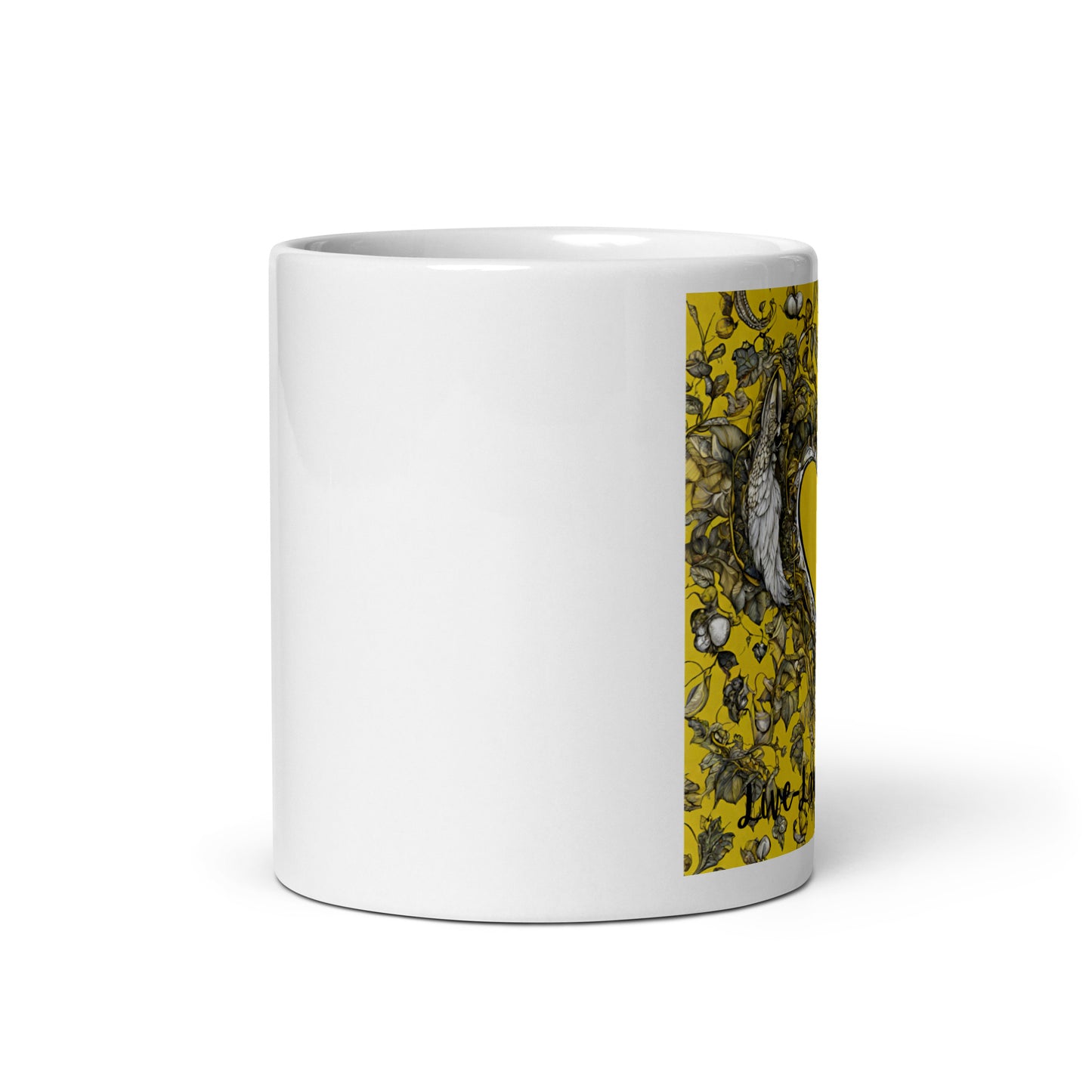 Yellow Heart-White glossy mug