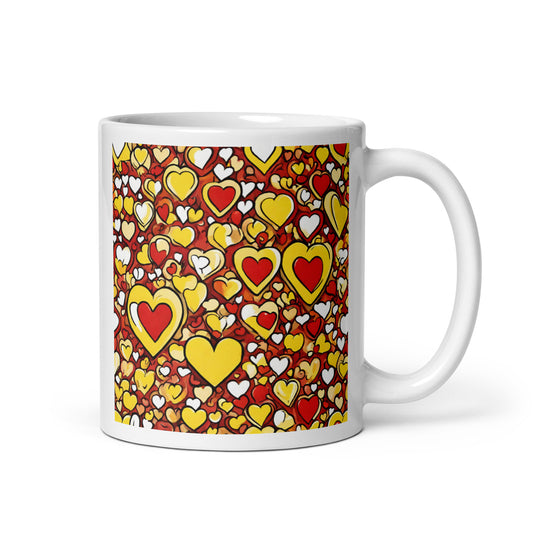 Multi Heart-White glossy mug