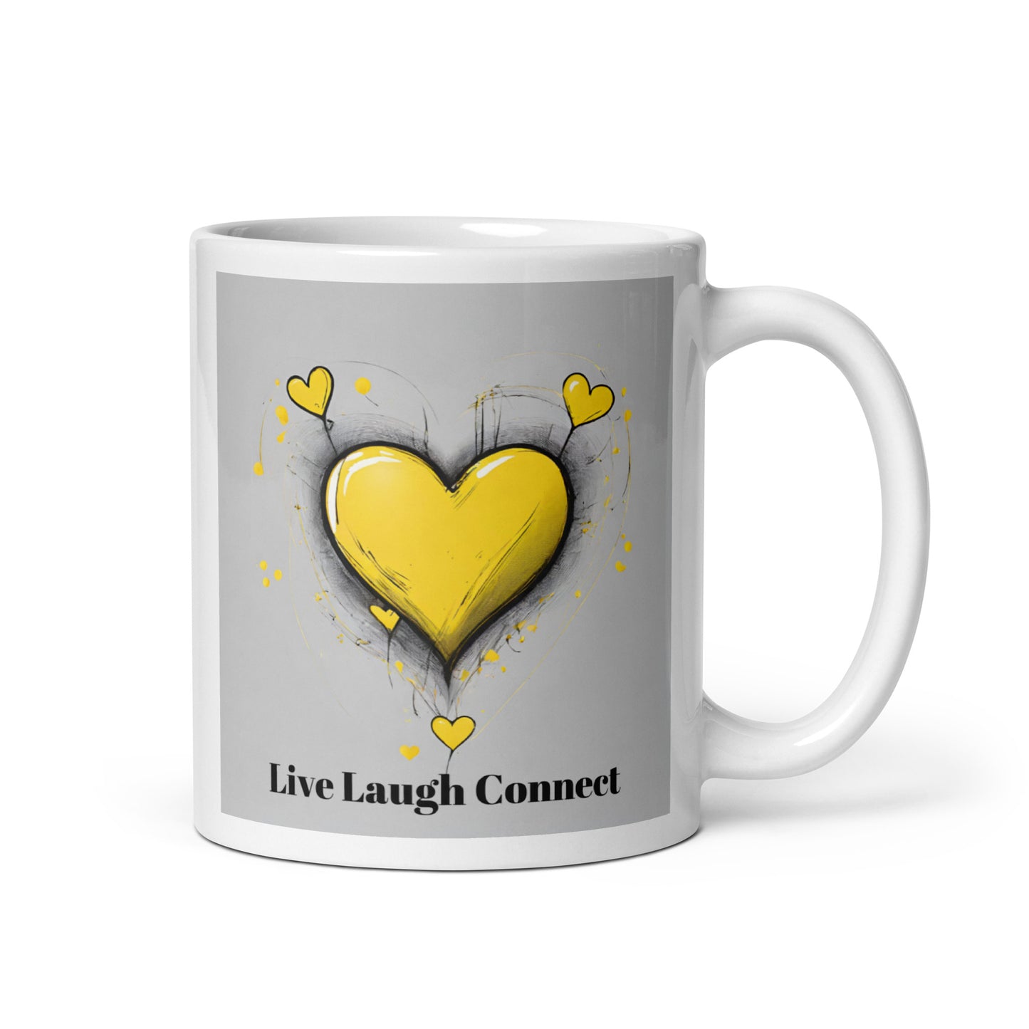 Yellow Heart-White glossy mug