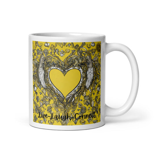 Yellow Heart-White glossy mug