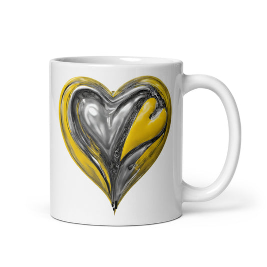 Grey and Yellow-White glossy mug