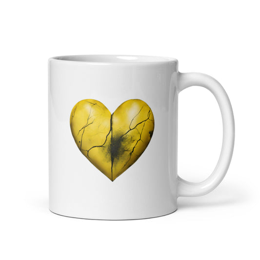 Yellow Heart-White glossy mug