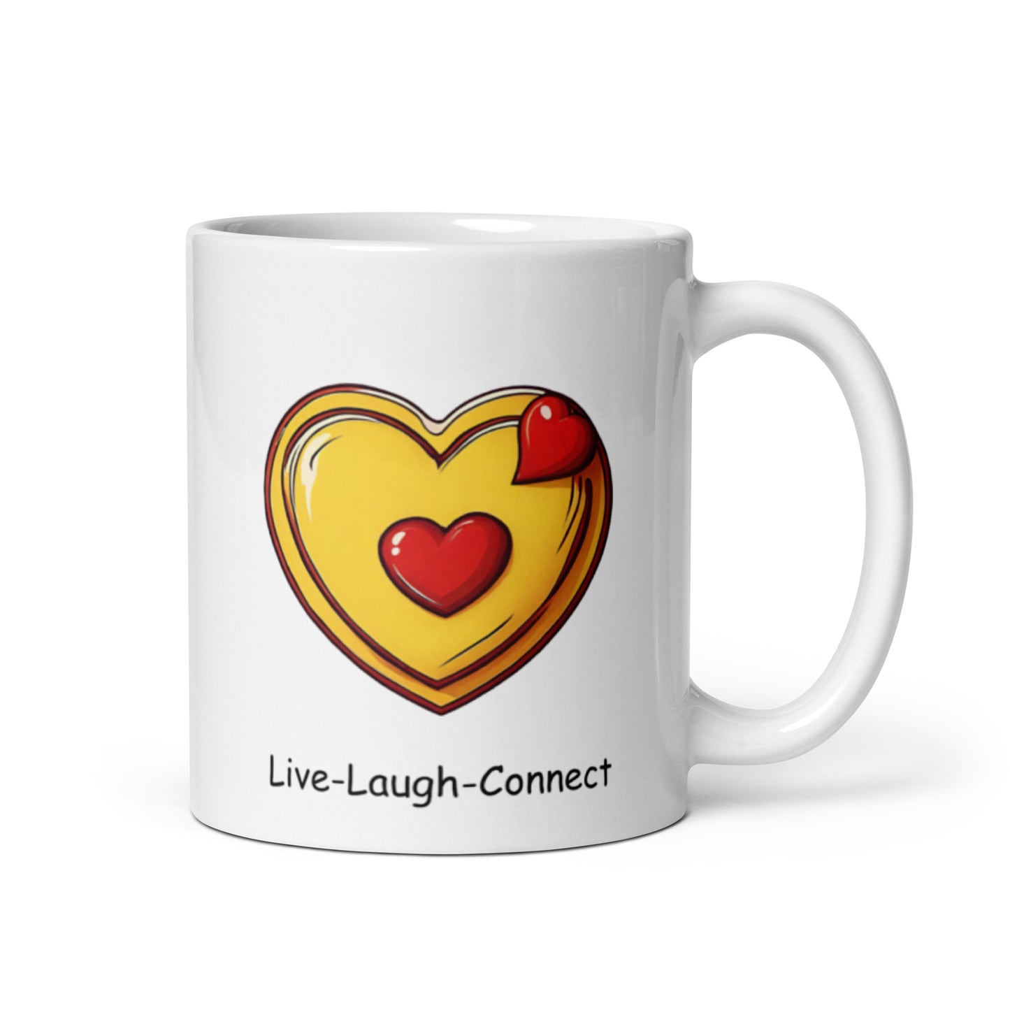 Red and Yellow Hearts-White glossy mug