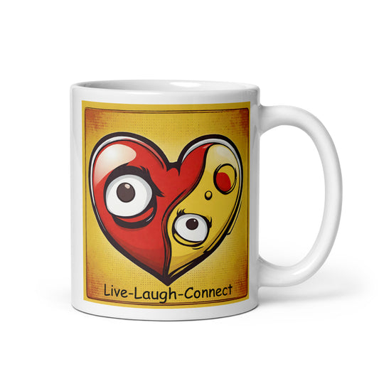 Weird Eye Heart-White glossy mug